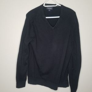 Lands' End cotton V-neck sweater L/Tall Black